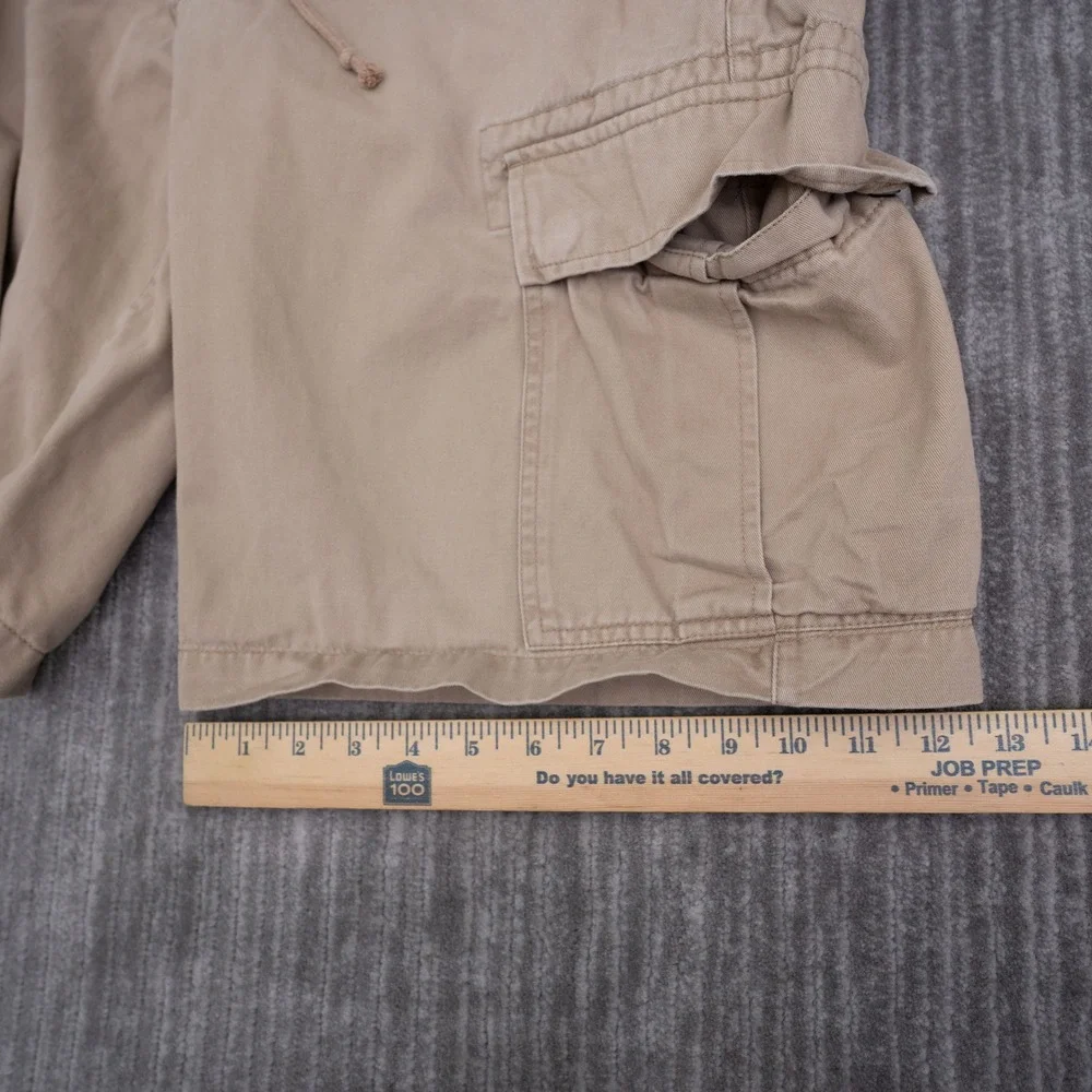 Banana Republic Mens Khaki Cargo Shorts Size 35 Tan Cotton Drawstring Utility